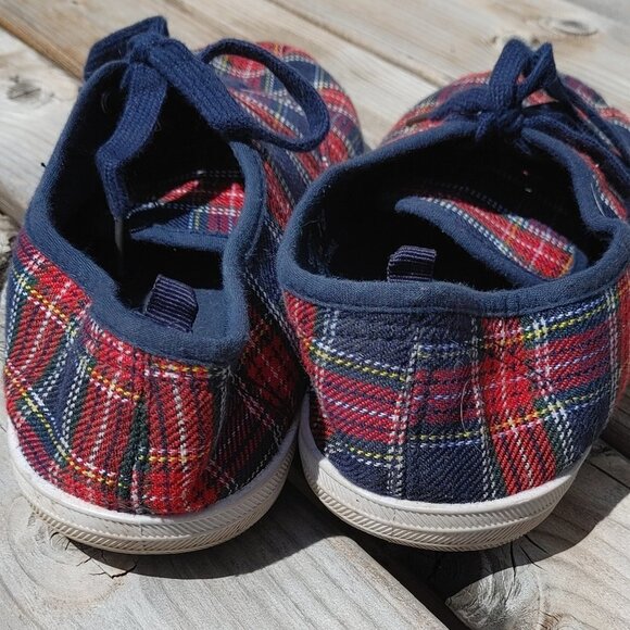 MY STYLE Plaid Tennis Shoes Sneakers Size 10 Dark Academia Preppy - Picture 3 of 5
